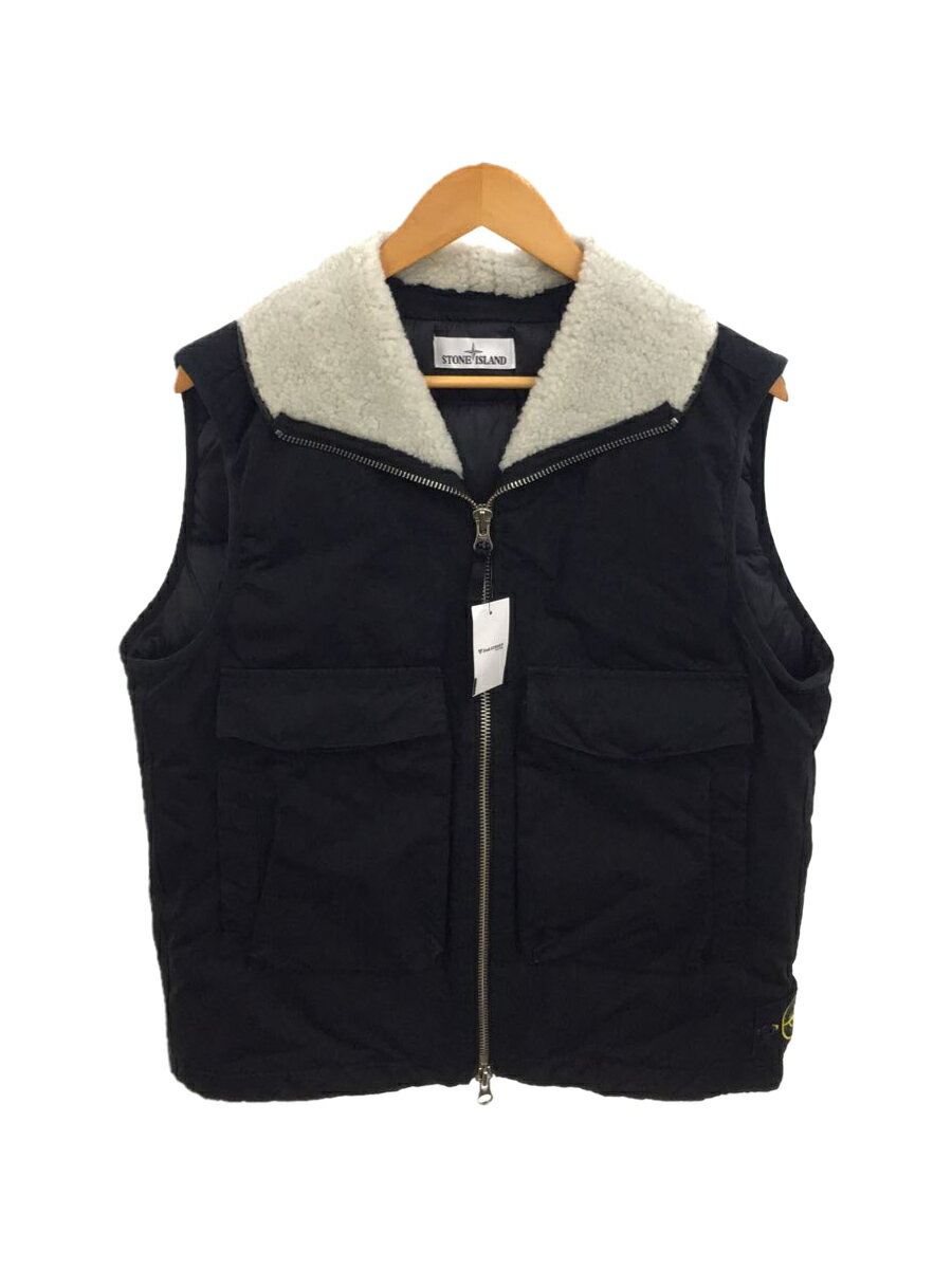 【中古】STONE ISLAND◆ストーンアイランド/7115G0448/ダウンベスト/M/BLK/ブラック/DOWN GILET/襟ムートン【メンズウェア】