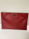 【中古】PRADA◆SAFFIANO RUBINOクラッチセカンドバッグ/レザー/RED/2NG001【バッグ】