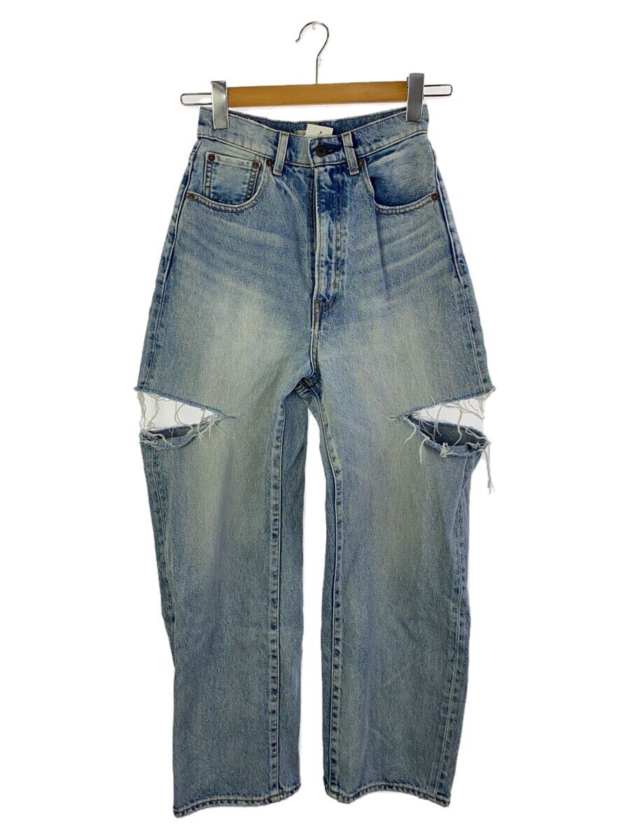 【中古】MOUSSY◆THIGH SLIT LOOSE STRAIGHT/ボトム/25/コットン/IDG/010FSS11-0510【レディースウェア】