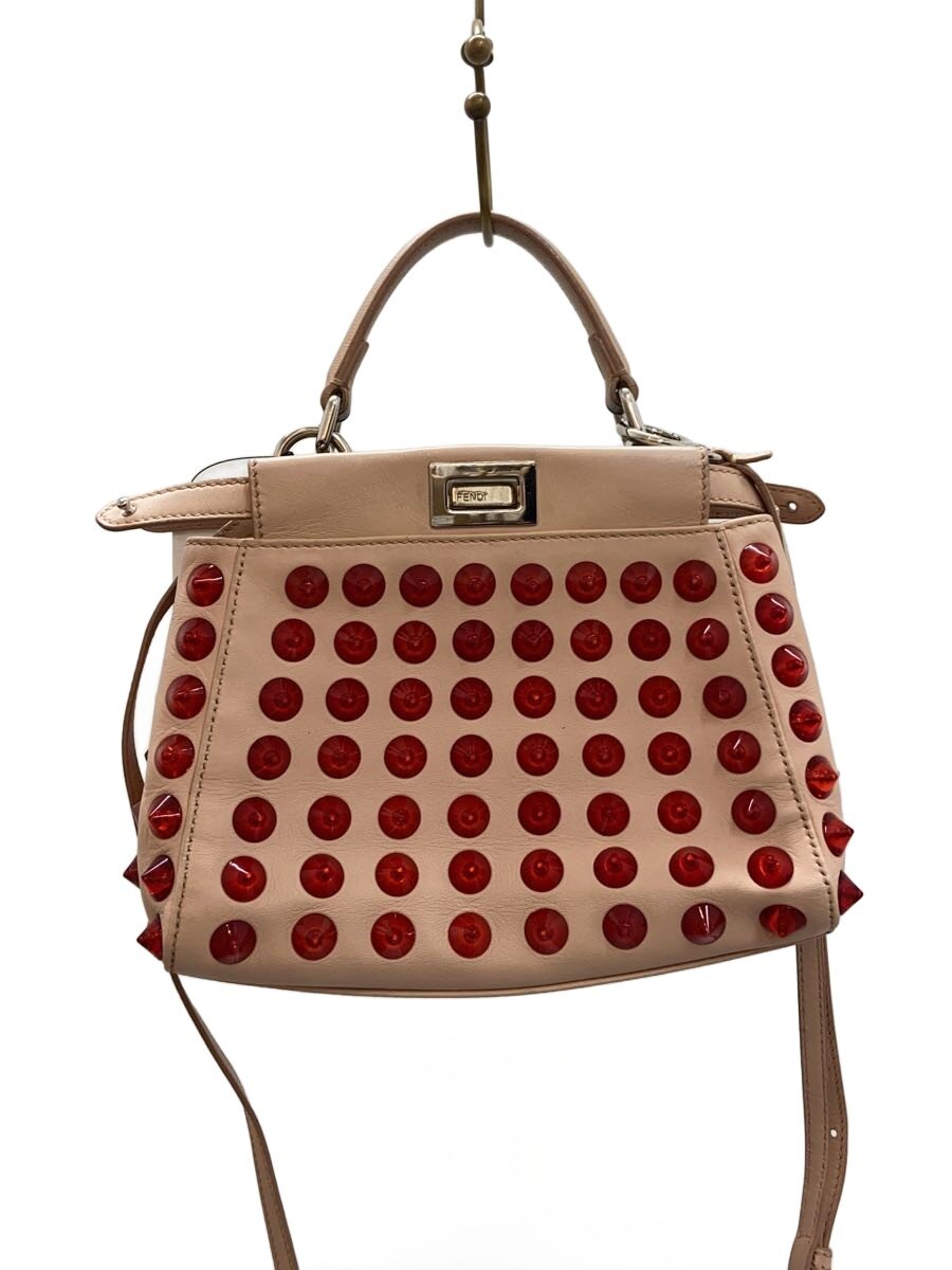 C, G, K - 【中古】FENDI◆ミニピーカブー/ハンドバッグ/レザー/ピンク/無地/8BN244-1BG-158-9290【バッグ】
