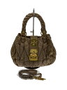 【中古】MIU MIU◆MIU MIU ミュウミュウ マテラッセ・シャーリング 2wayハンドバッグ/レザー/BEG【バッグ】
