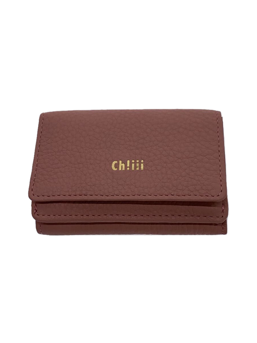 【中古】ch!iii◆MICRO WALLET/3つ折り財布/レザー/PNK/無地/レディース【服飾雑貨他】