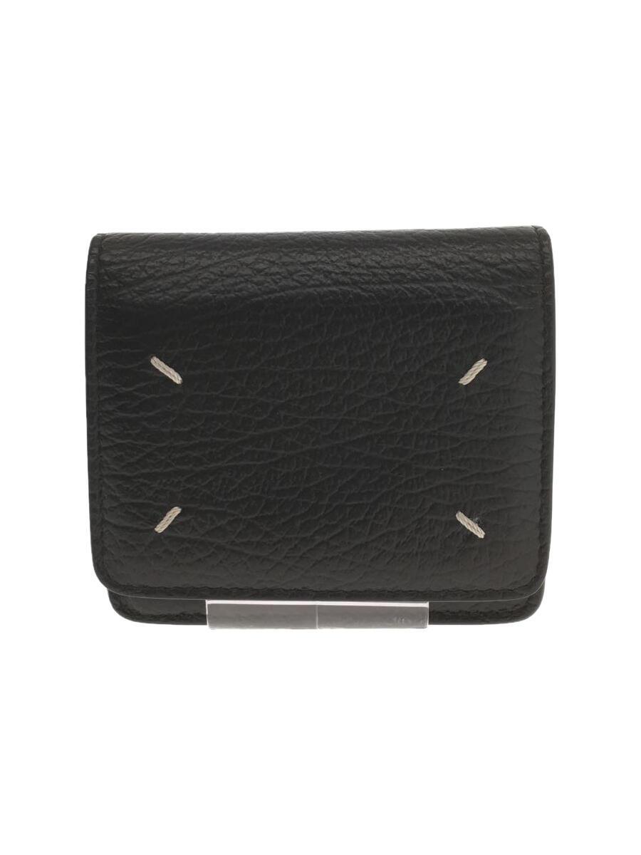 【中古】Maison Margiela◆Small Chain Wallet Bifold Wallet/レザー/ブラック/レディース/S56UI0148【服飾雑貨他】