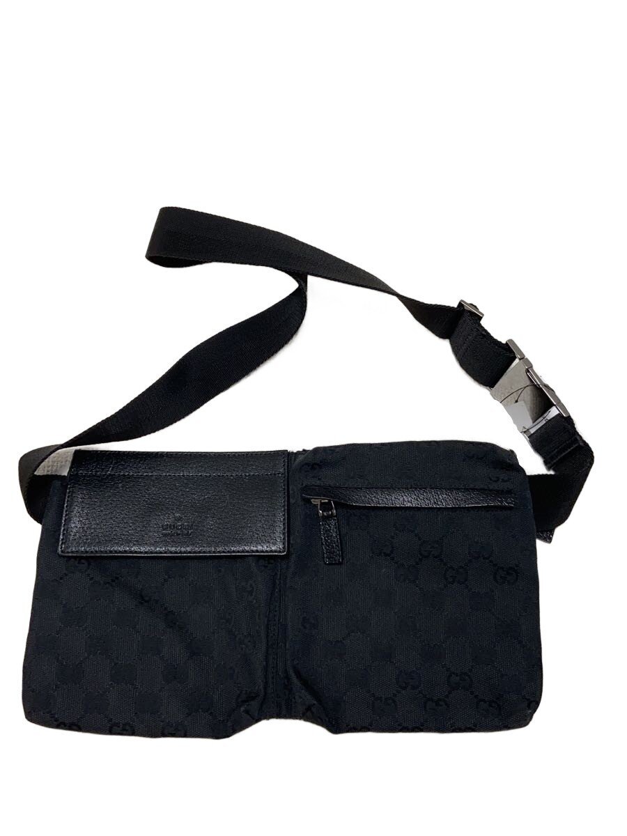 【中古】GUCCI◆ウエストバッグ_GGデニム/デニム/BLK/総柄【バッグ】