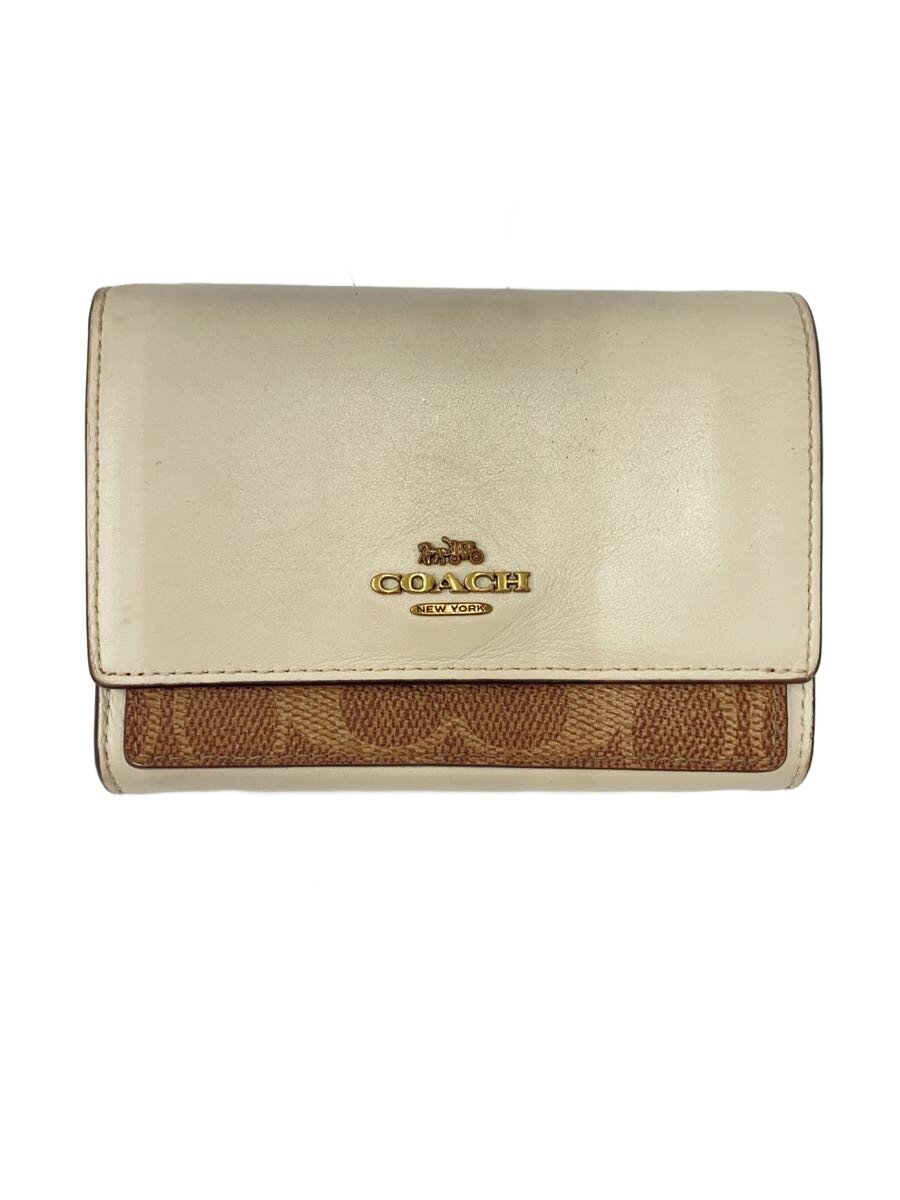 【中古】COACH◆2つ折り財布/レザー/CRM/レディース【服飾雑貨他】