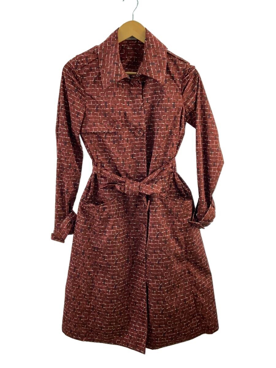 【中古】BOTTEGA VENETA◆タイル柄トレンチコート/38/ポリエステル/BRW/総柄/448340【レディースウェア】
