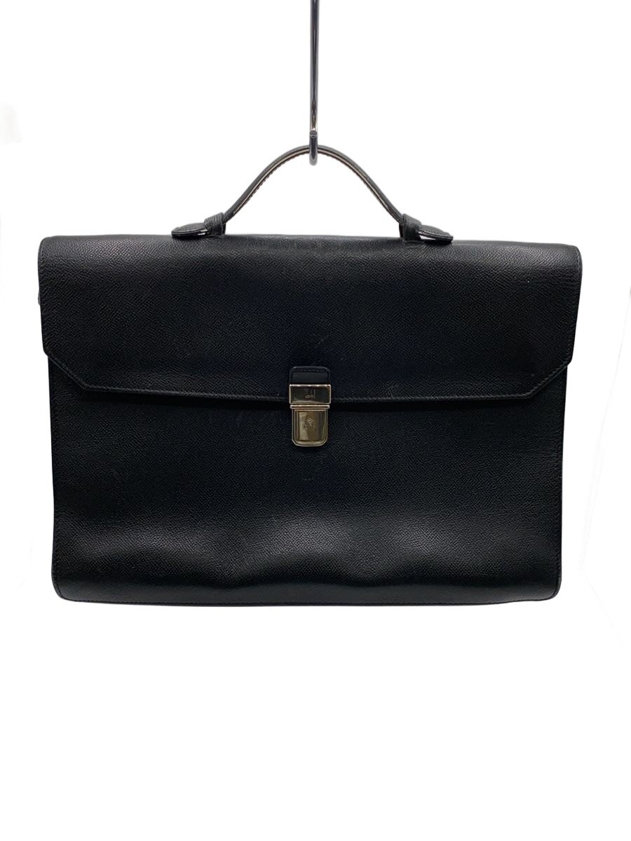 【中古】dunhill◆ブリーフケース/レザー/BLK/無地/パイピング割れ/【バッグ】