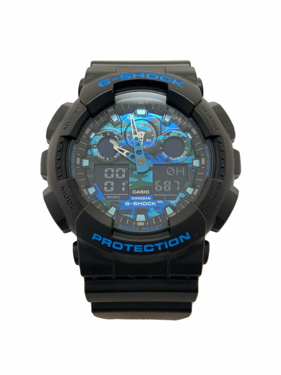 【中古】CASIO◆腕時計/デジアナ/--/BLU/BLK/GA-100CB【服飾雑貨他】