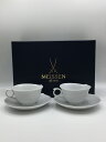 【中古】Meissen◆マイセンカップ&ソーサー/2点セット/WHT/29633 スイートピー/無地白/波の戯れ【キッチン用品】