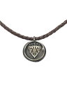 【中古】GUCCI◆クレスト/革紐/ネックレス/SV925/SLV/トップ有/メンズ【服飾雑貨他】