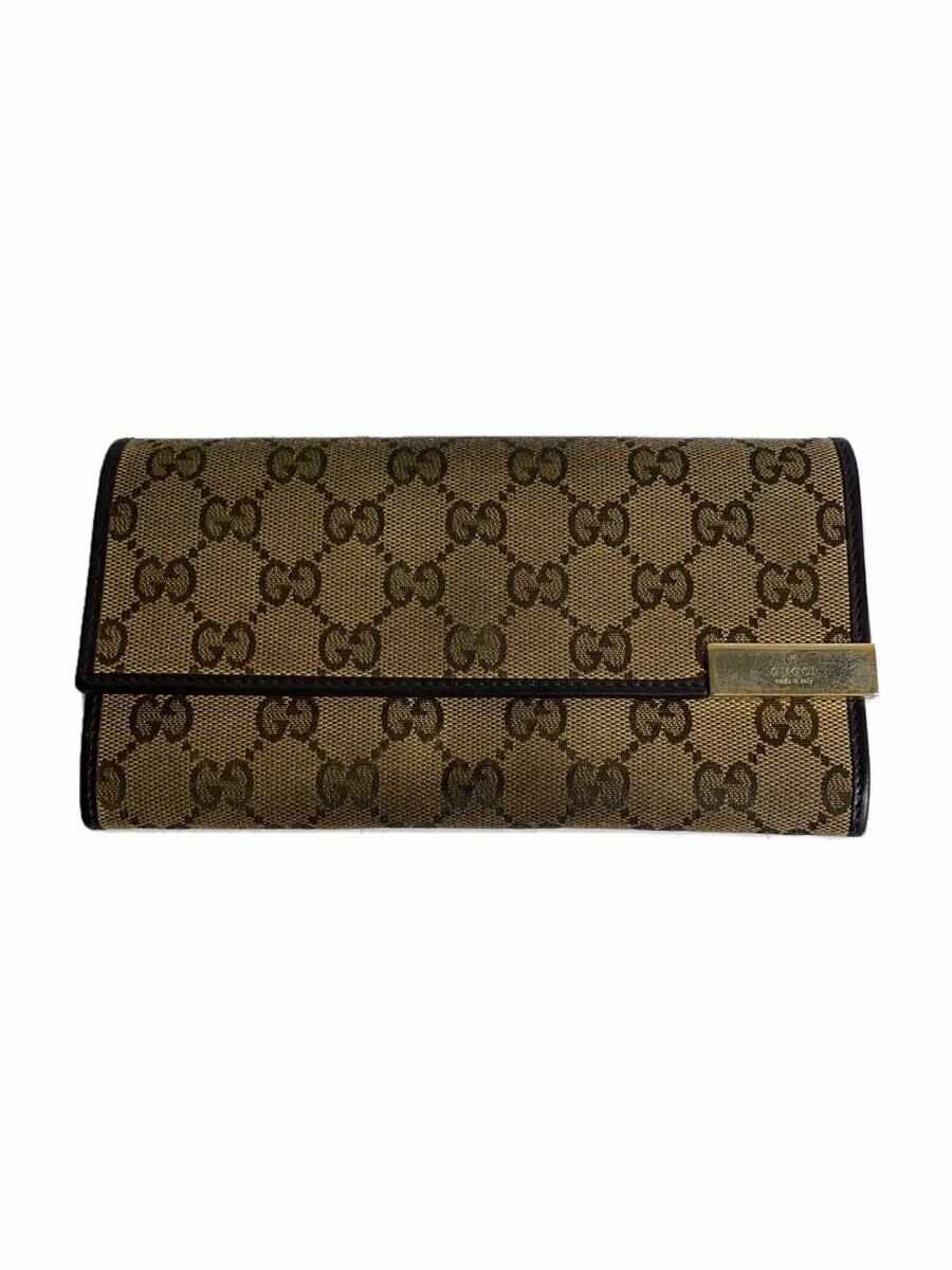 【中古】GUCCI◆長財布/キャンバス/BRW/総柄/レディース【服飾雑貨他】
