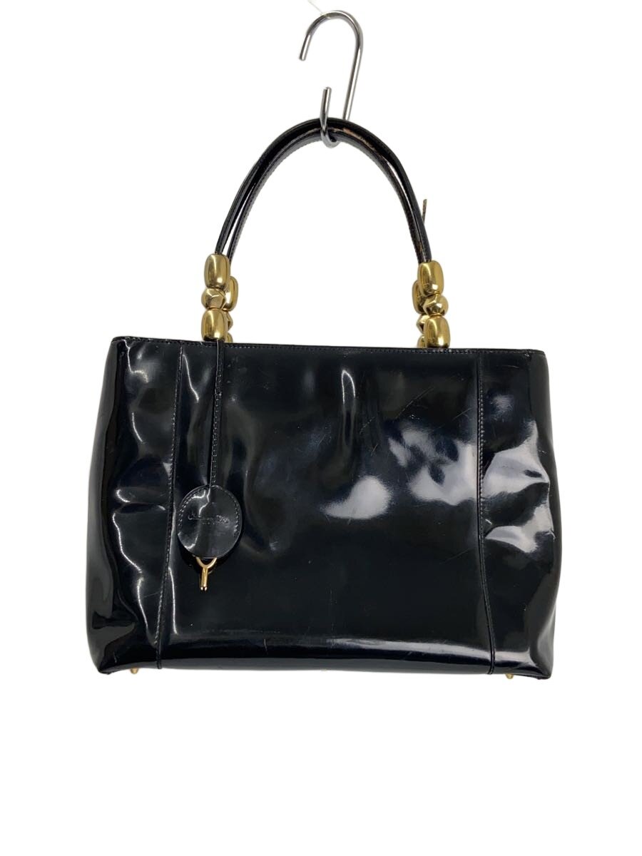 【中古】Christian Dior◆ハンドバッグ/エナメル/BLK/無地【バッグ】