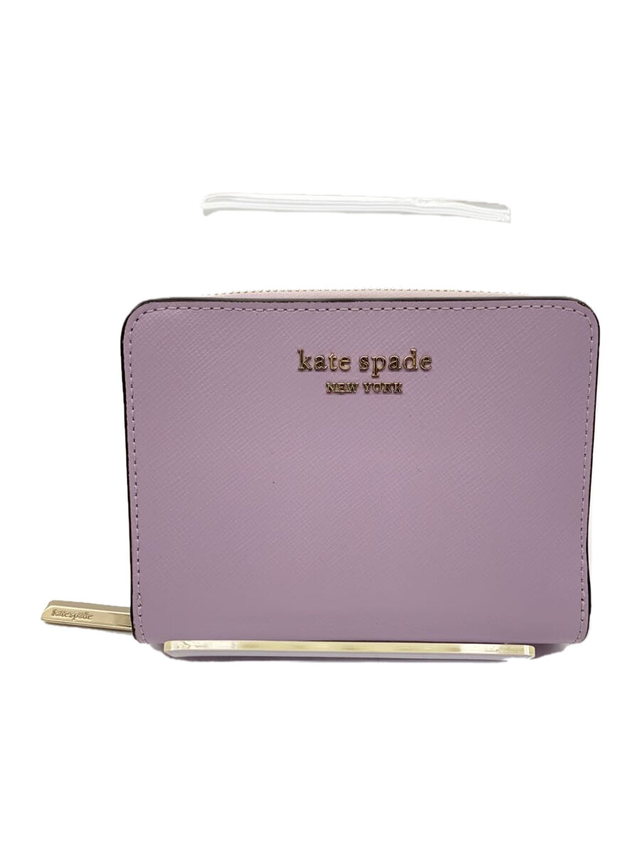 【中古】kate spade new york◆2つ折り財布/レザー/PUP/無地/レディース【服飾雑貨他】