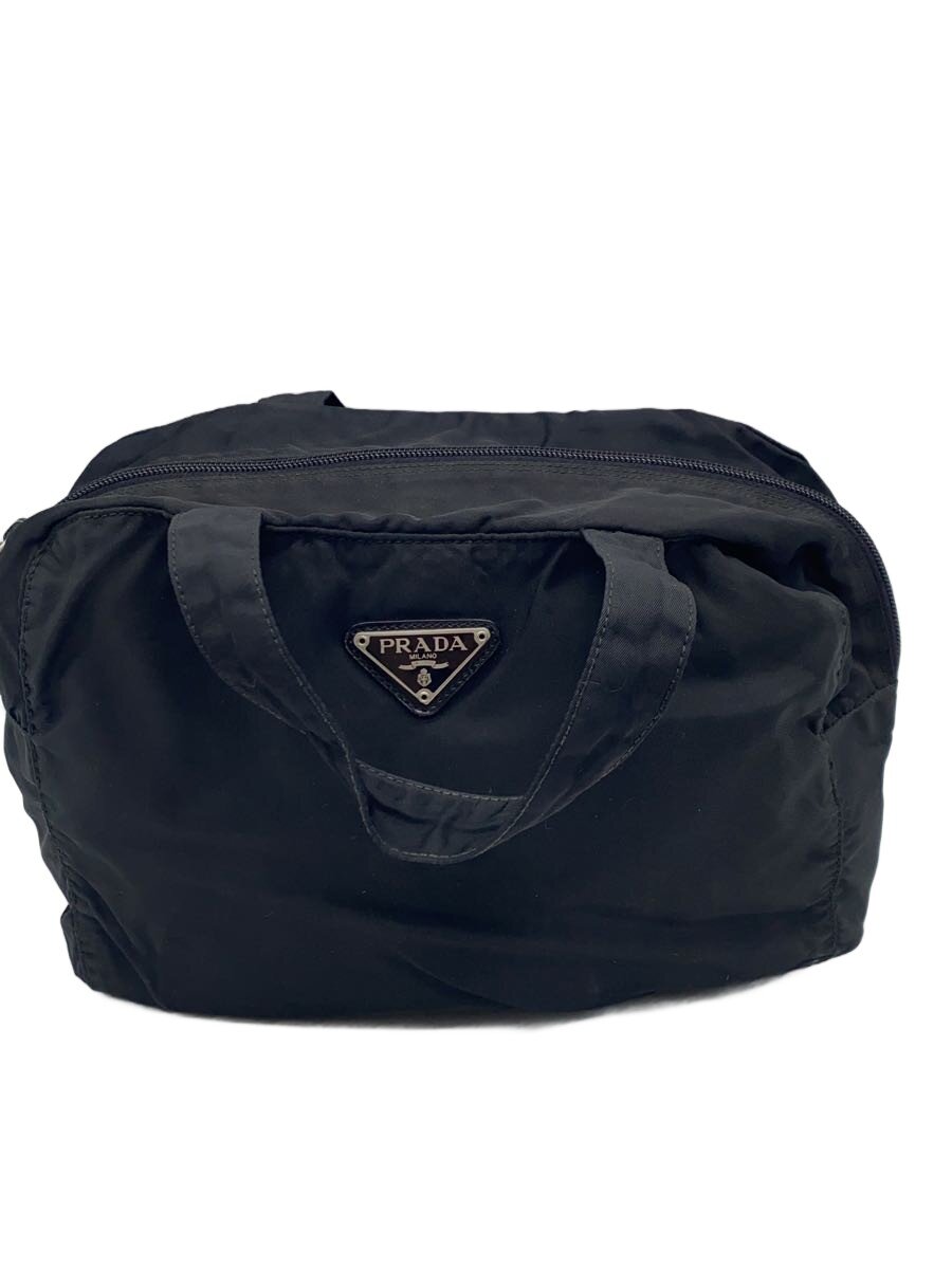 PRADA - 【中古】PRADA◆スモールボストンバッグ/ナイロン/BLK/無地/25【バッグ】