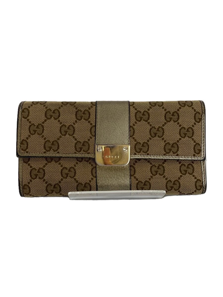 【中古】GUCCI◆長財布/キャンバス/BR