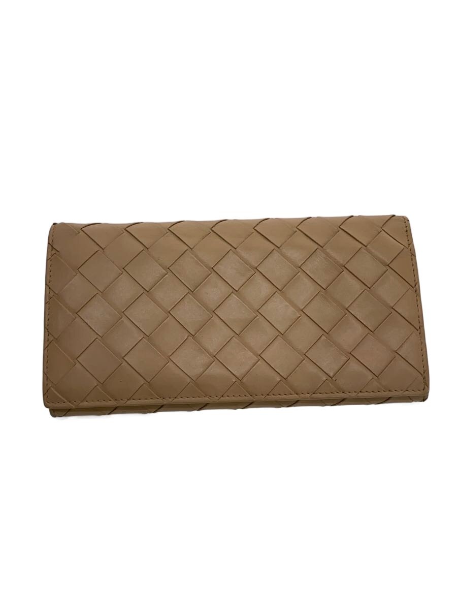 【中古】BOTTEGA VENETA◆長財布/レザー/BEG/メンズ【服飾雑貨他】
