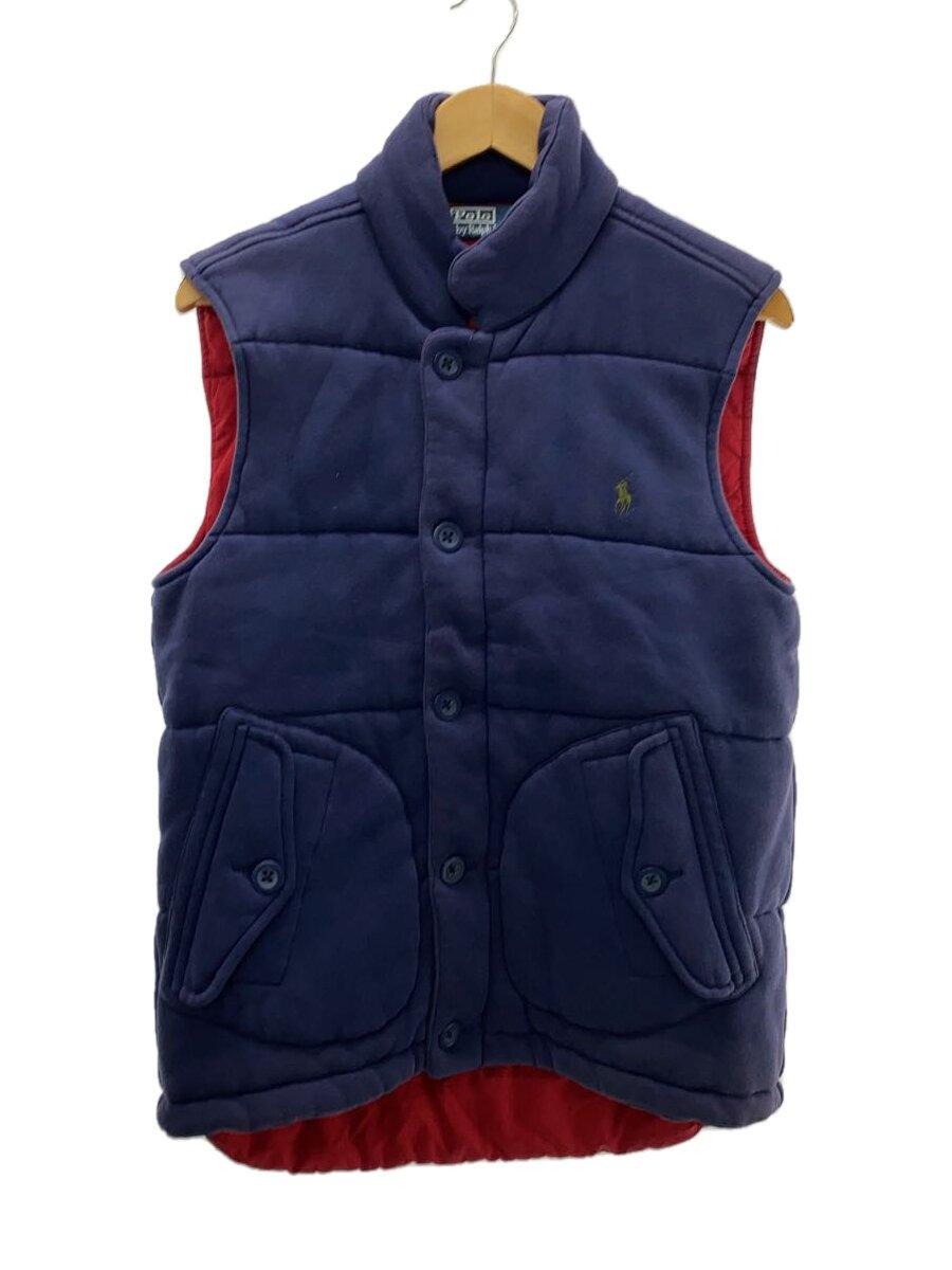 【中古】POLO RALPH LAUREN◆90s/中綿ベスト/ナス紺/裏地赤/talonzip/L【メンズウェア】