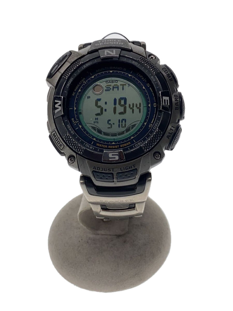 Watches - 【中古】CASIO◆ソーラー腕時計・PROTREK/デジタル/SLV//【服飾雑貨他】