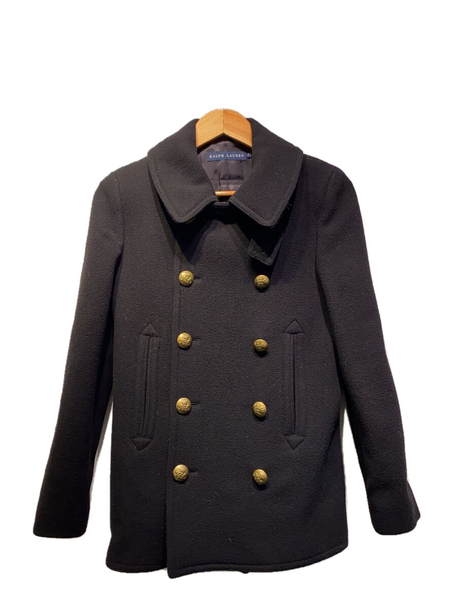 【中古】RALPH LAUREN◆ピーコート/7/ウール/BLK【レディースウェア】