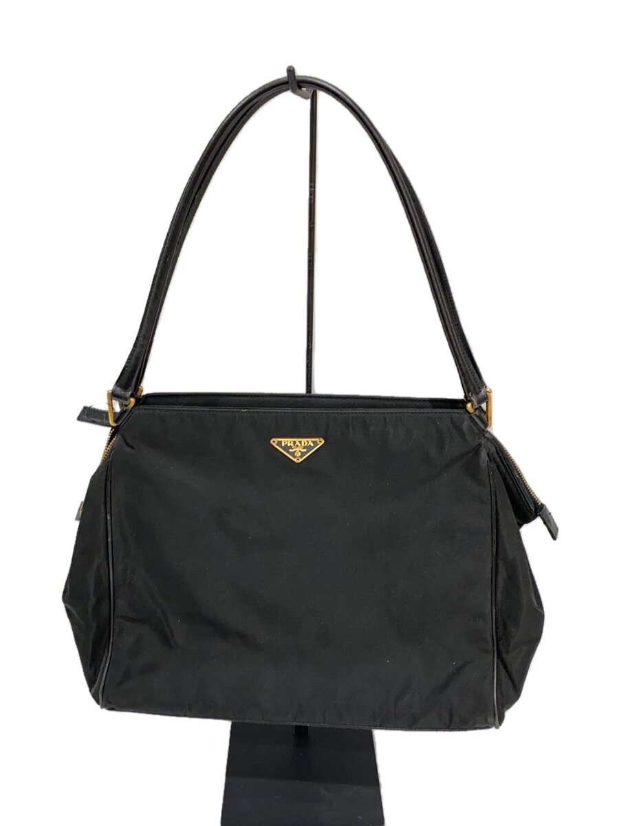 【中古】PRADA◆トライアングルロゴ/プレート/トートバッグ/ナイロン/BLK/ブラック//【バッグ】