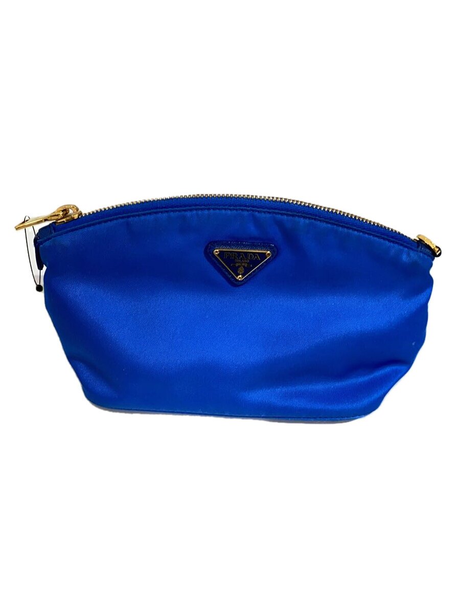 【中古】PRADA◆ポーチ/ナイロン/BLU/無地【バッグ】