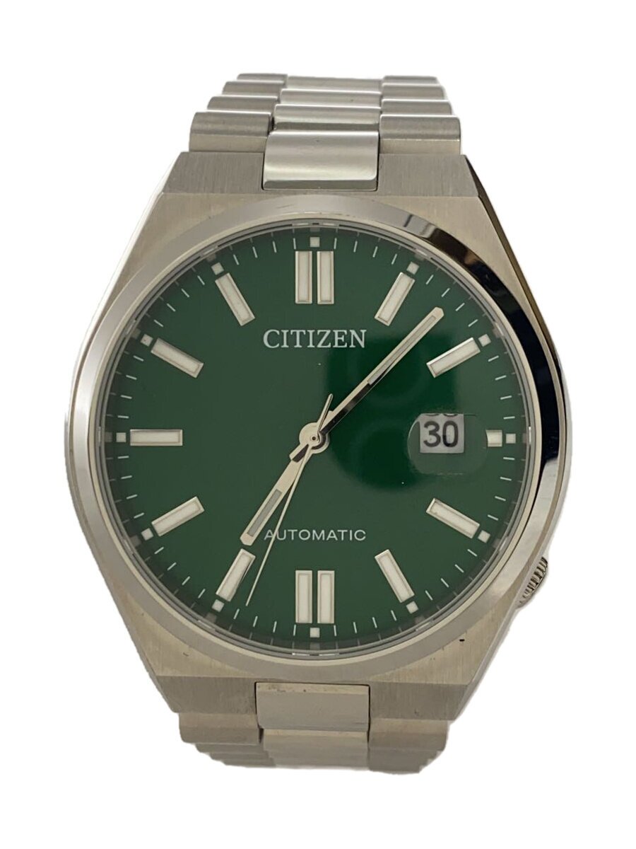 【中古】CITIZEN◆自動巻腕時計/アナログ/ステンレス/GRN/SLV/SS/8210-S126967/TSUYOSA【服飾雑貨他】