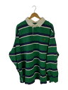 【中古】POLO RALPH LAUREN◆ラガーシャツ/ポロシャツ/4XB/--/GRN/ボーダー【メンズウェア】