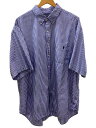 【中古】RALPH LAUREN◆90s/GOLF/TILDEN/半袖シャツ/XXL/コットン/BLU/ストライプ【メンズウェア】