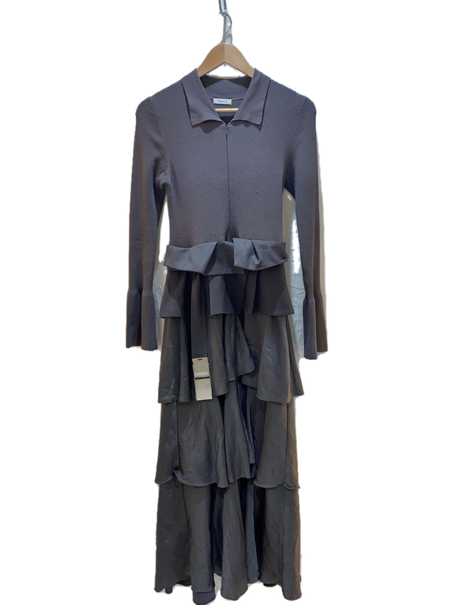 【中古】FRAY I.D◆ベルトドッキングデザインニットワンピース長袖ワンピース/0/レーヨン/グレー/FWNO235029【レディースウェア】
