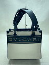 【中古】BVLGARI◆ロゴトートスモール/2wayハンドバッグ/キャンバス/ベージュ×ブラック/291001【バッグ】