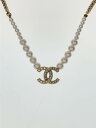 【中古】CHANEL◆A22/フェイクココマーク/パール/ネックレス/--/ラインストーン/SLV/トップ有/レディース【服飾雑貨他】