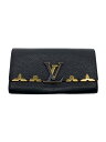 【中古】LOUIS VUITTON◆ポルト・フォイユ・カプシーヌ_パルナセア_BLK/牛革/BLK/メンズ【服飾雑貨他】