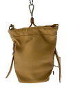 【中古】JIL SANDER◆Drawstring Hook Pouch/レザー/キャメル/JSMT851216【バッグ】