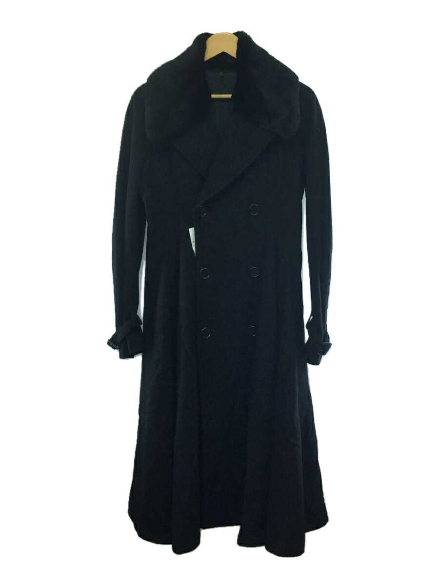 【中古】YOHJIYAMAMOTO+NOIR◆2008AW/OLD/トレンチコート/2/ウール/ラビットファー/ブラック/NE-C09-113【レディースウェア】