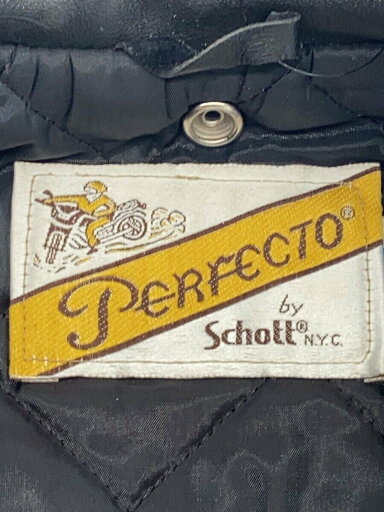 【中古】Schott◆ダブルライダースジャケット/38/レザー/BLK/PERFECTO/バイカータグ//【メンズウェア】