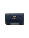 【中古】CHANEL◆CHANEL シャネル 3つ折り財布/レザー/BLK/レディース/AP3051//【服飾雑貨他】