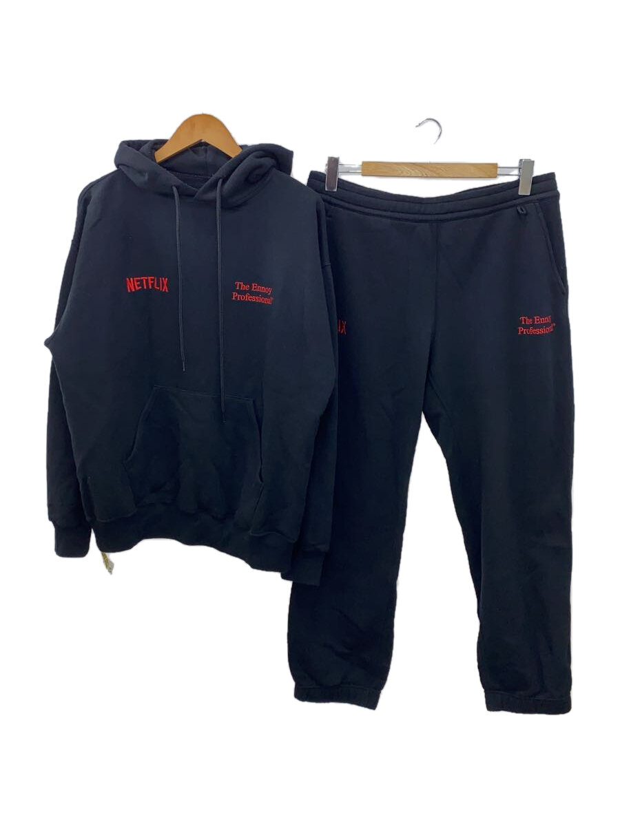 【中古】ENNOY◆23AW/×Netflix/×スタイリスト私物/セットアップ/XL/コットン/BLK【メンズウェア】