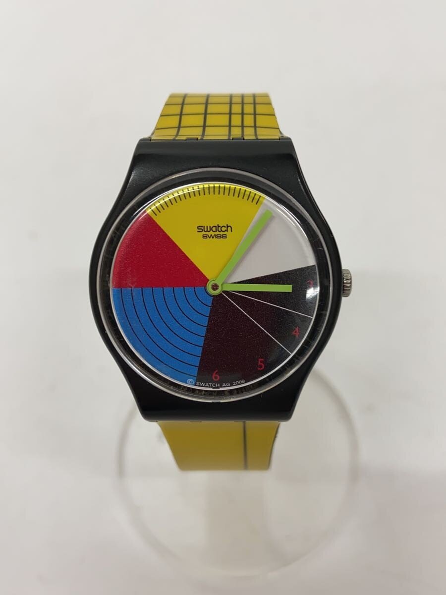 【中古】SWATCH◆腕時計/アナログ/ラバー/マルチカラー/YLW【服飾雑貨他】