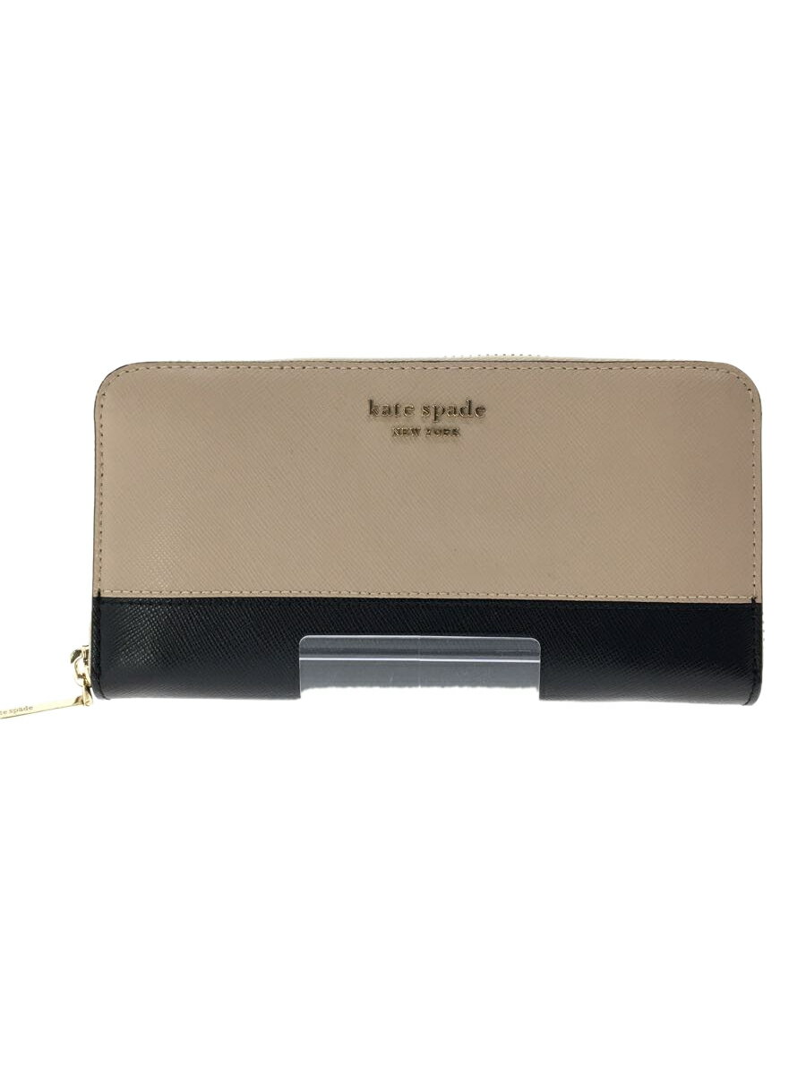 【中古】kate spade new york◆長財布/レザー/BEG/レディース【服飾雑貨他】