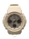 【中古】CASIO◆ソーラー腕時計_BABY-G/デジアナ/WHT/PNK【服飾雑貨他】