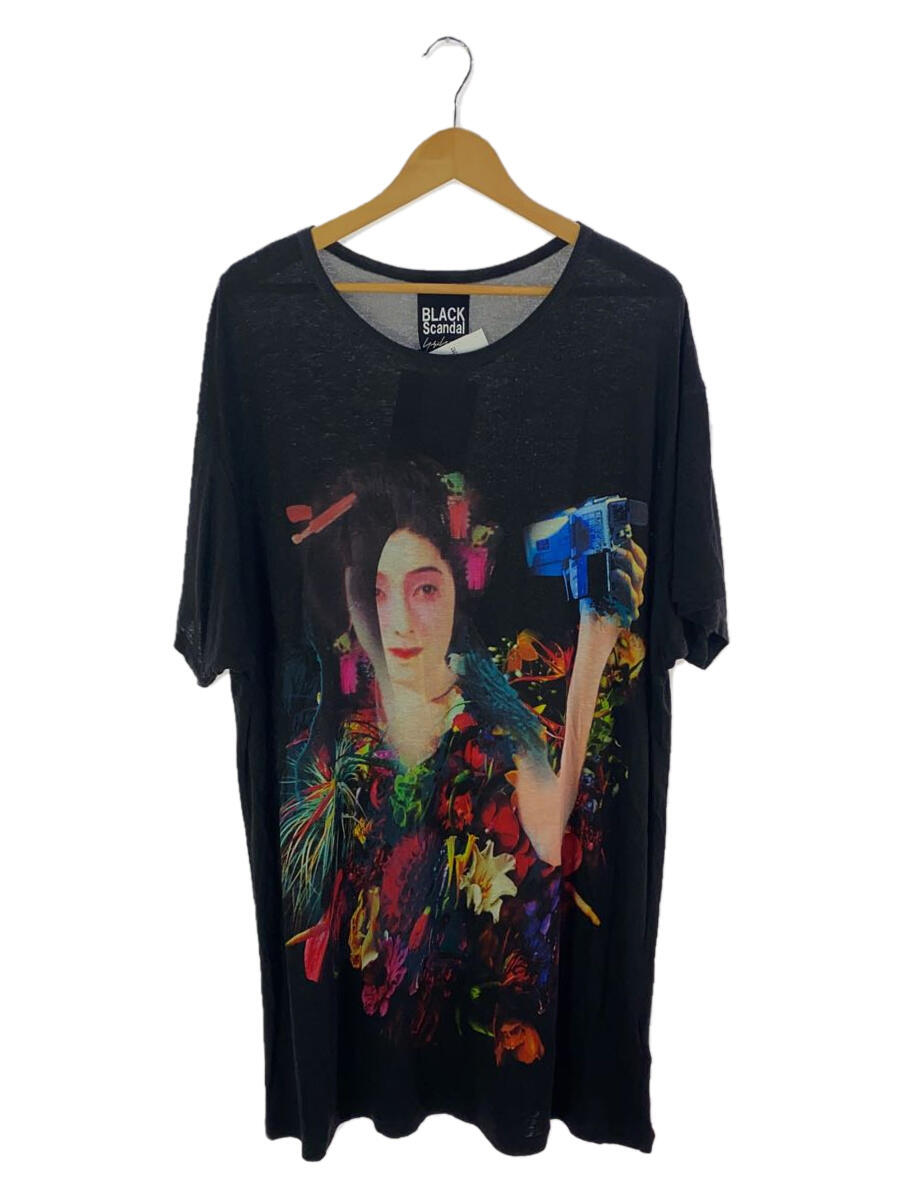 【中古】BLACK Scandal Yohji Yamamoto◆Tシャツ/3/レーヨン/BLK/HH-T39-272【メンズウェア】