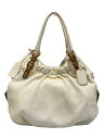 【中古】PRADA◆トートバッグ/レザー/WHT【バッグ】