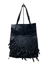 【中古】BOTTEGA VENETA◆イントレチャート/フリンジレザートートバッグ/レザー/BLK//【バッグ】