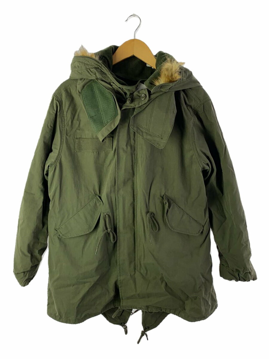 【中古】HOUSTON◆モッズコート/XXS/コットン/カーキ/無地/5410/HOUSTON【メンズウェア】