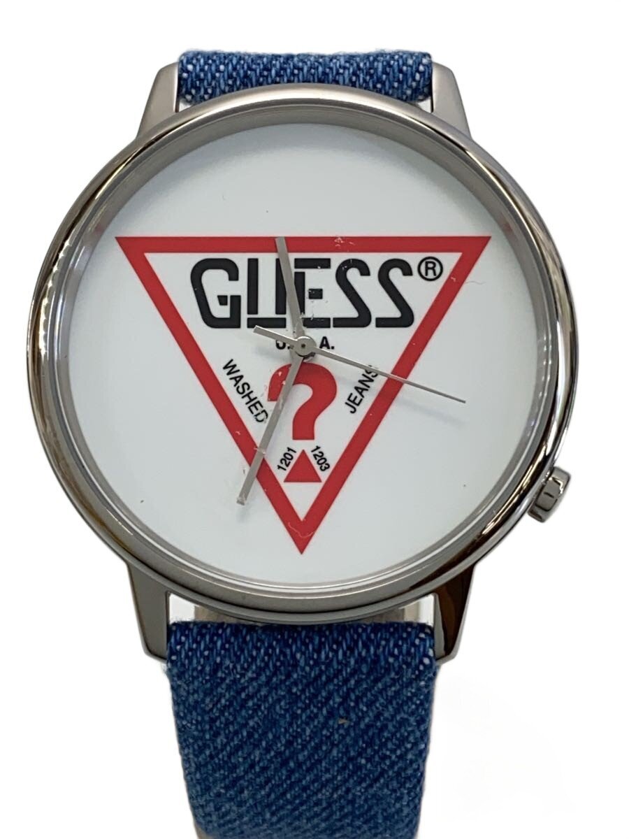 【中古】GUESS◆クォーツ腕時計/アナログ/WHT/BLU/V1001M1//【服飾雑貨他】
