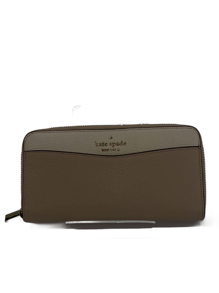 【中古】kate spade new york◆長財布/--/BEG/無地/レディース/WLR00402【服飾雑貨他】