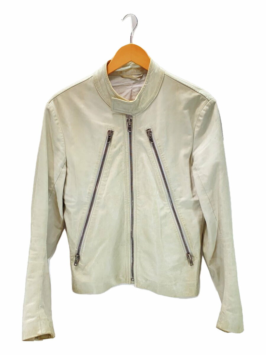 【中古】Maison Martin Margiela◆ここのえタグ/09SS/8の字レザーライダース/44/牛革/CRM/無地/30AM101【メンズウェア】