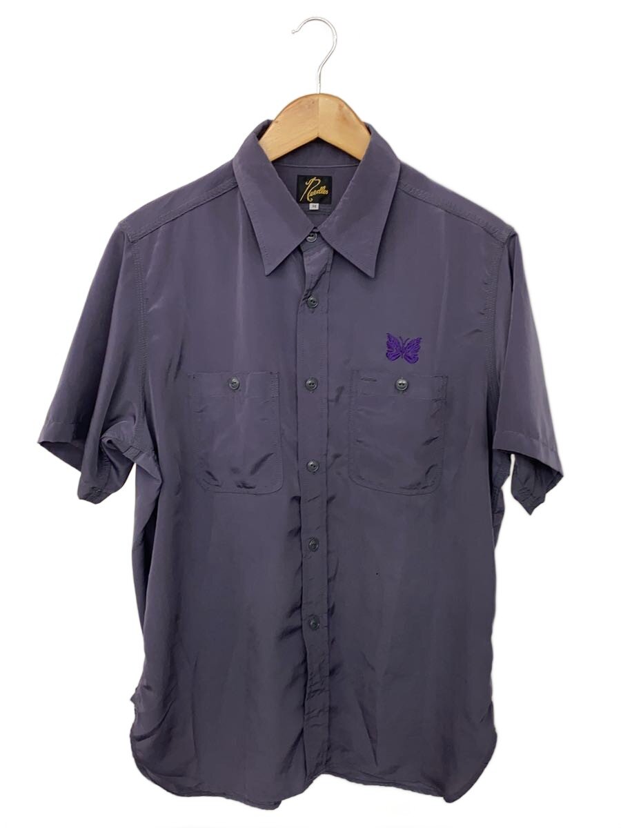 【中古】Needles◆22SS/S/S Work Shirt - Poly Cloth/穴有/M/ポリエステル/GRY/KP180【メンズウェア】