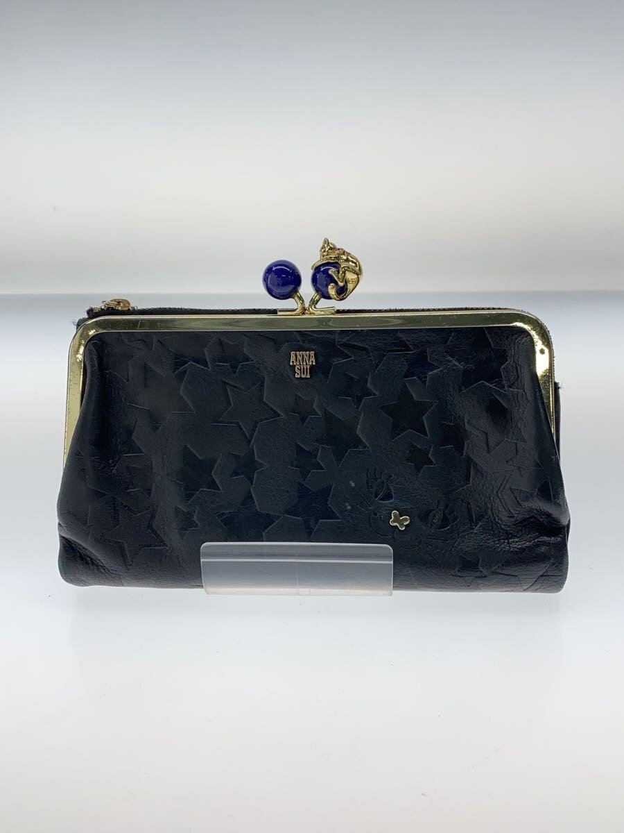 【中古】ANNA SUI◆財布/レザー/BLK/総柄/レディース//【服飾雑貨他】