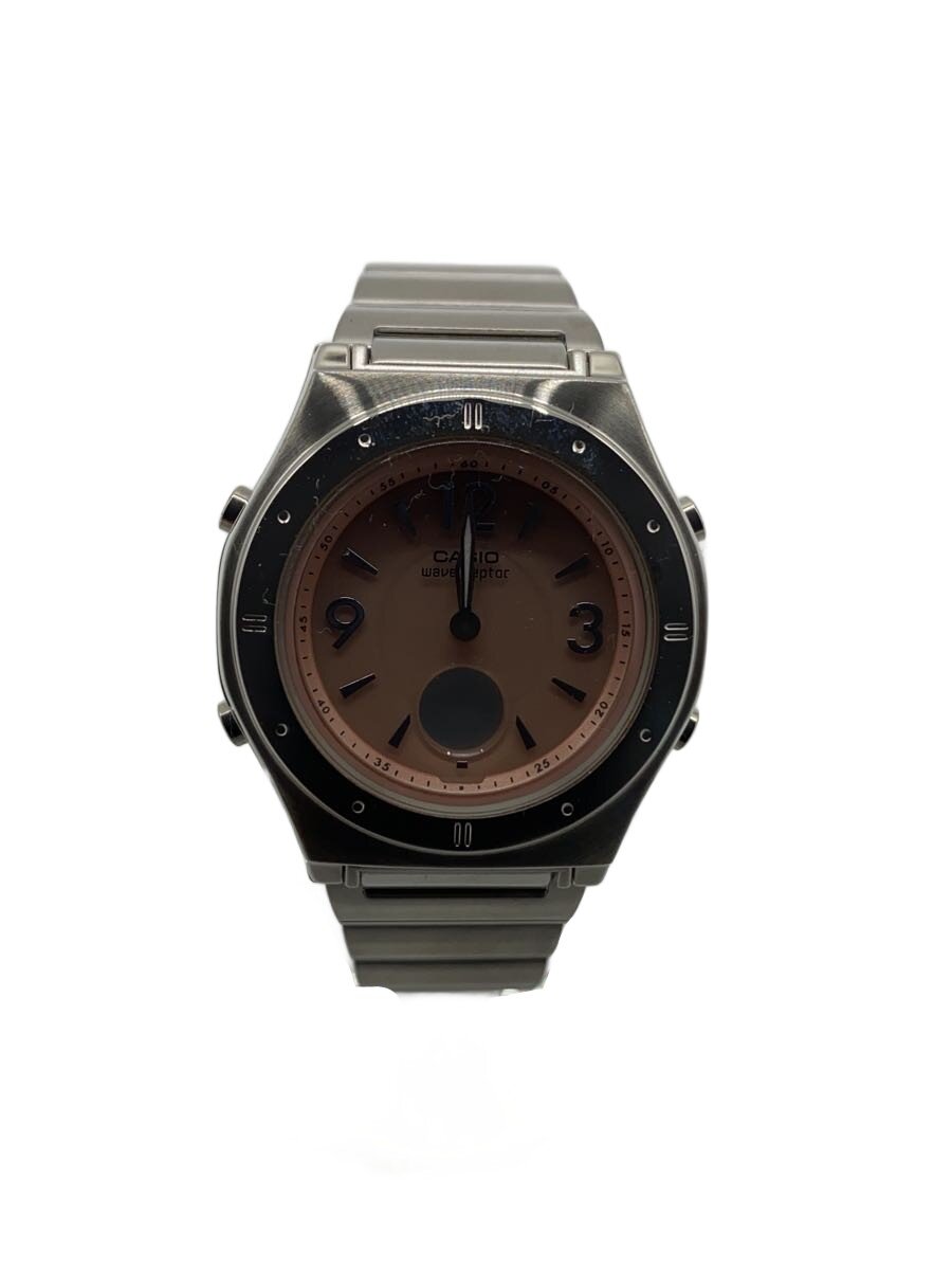 【中古】CASIO◆腕時計・WAVECEPTOR/デジアナ/ステンレス/SLV/SLV/SS【服飾雑貨他】